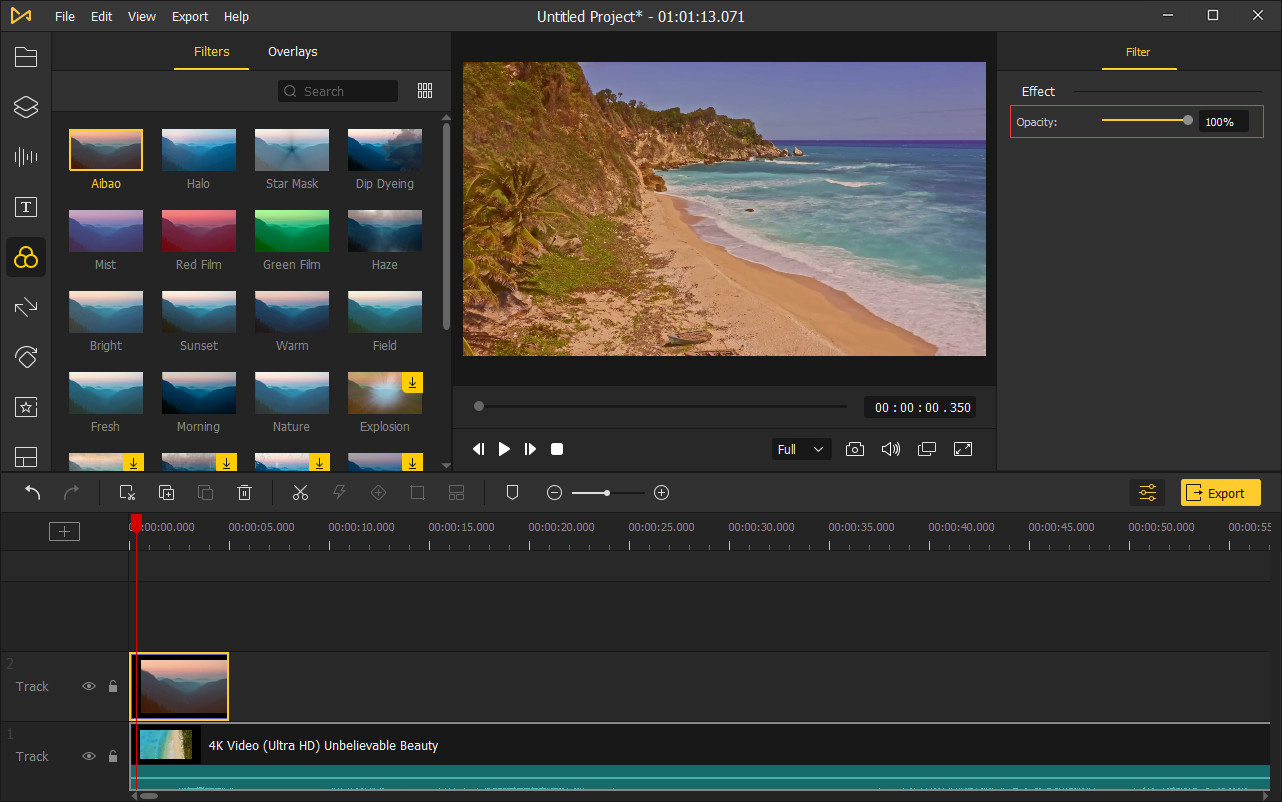 change filter or overlay opacity