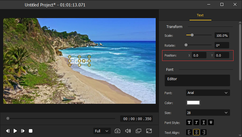 change text position